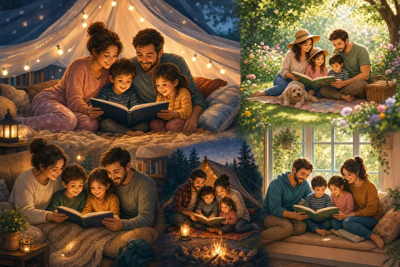 Lasīšana kopā ģimenē: 7 radošas idejas vakariem